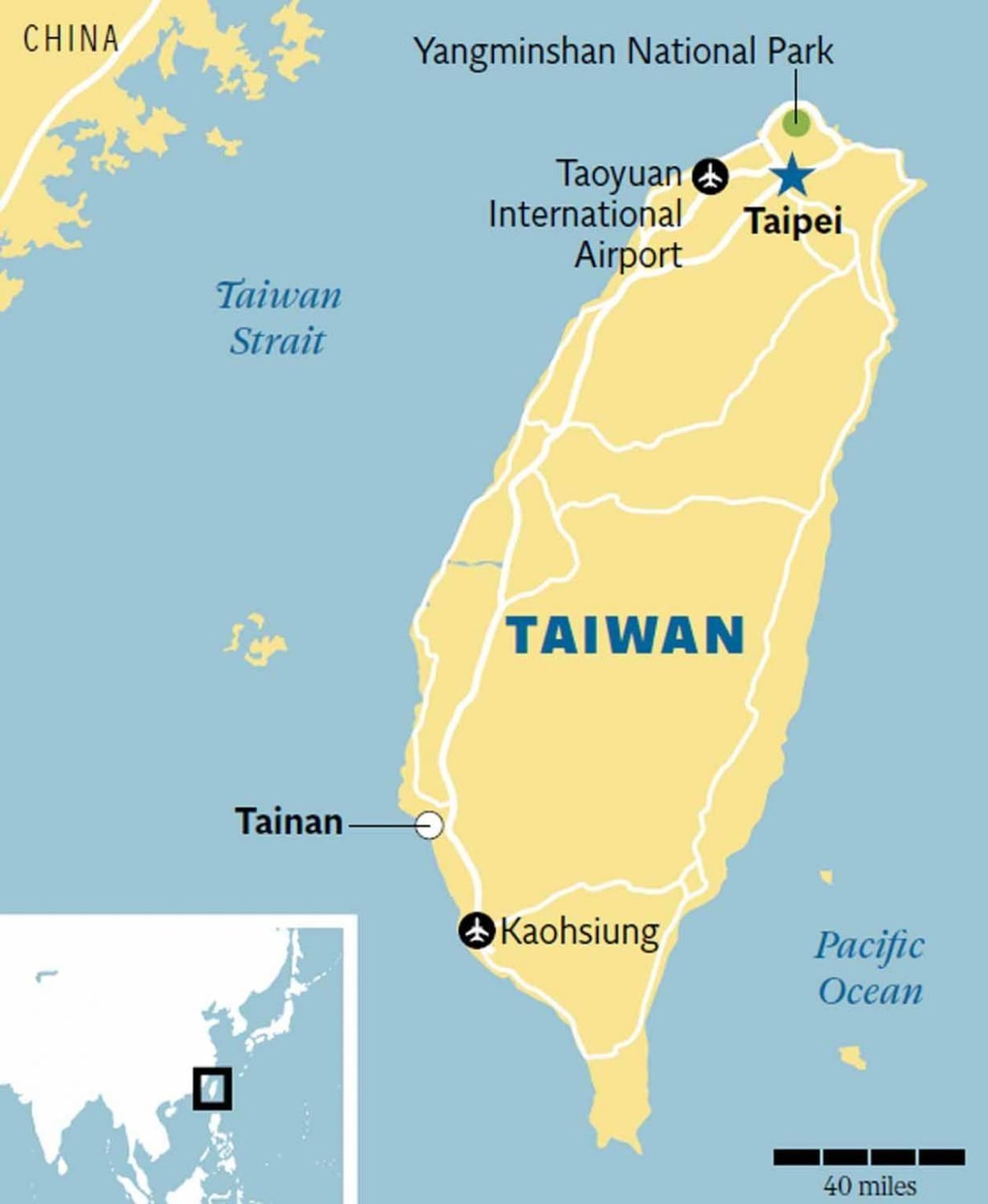 карта на tainan градот Тајван