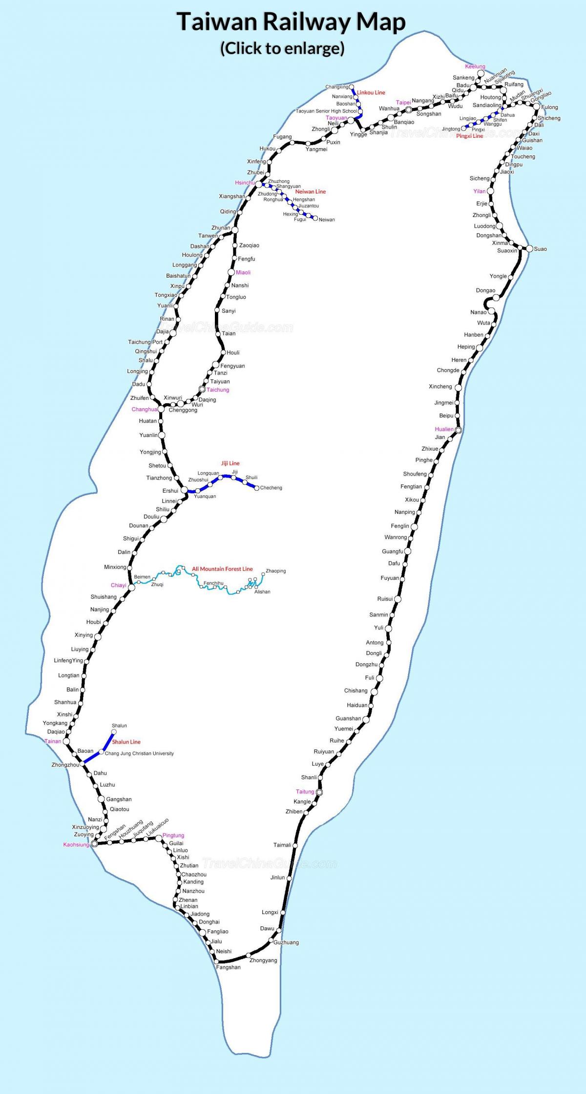 железничката мапата Тајван