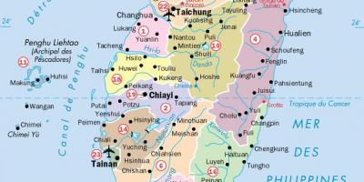 Карта на Тајван градови